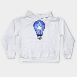 Galaxy Lightbulb Watercolor line drawing Kids Hoodie